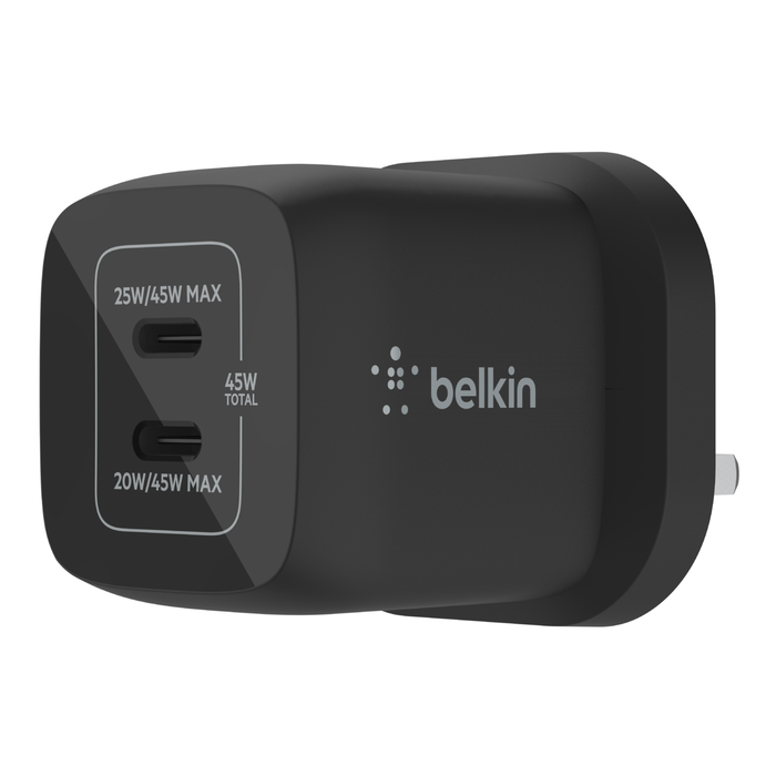 Dual USB-C GaN Wall Charger with PPS 45W, , hi-res